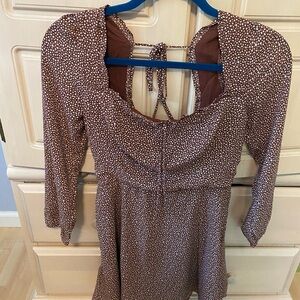 Abercrombie & Fitch Brown Polka Dot Long Sleeve Dress